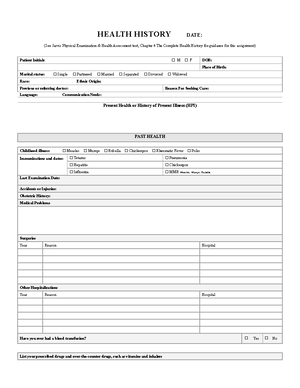 Health History Form-1 - Health History Date: (see Jarvis Physical 