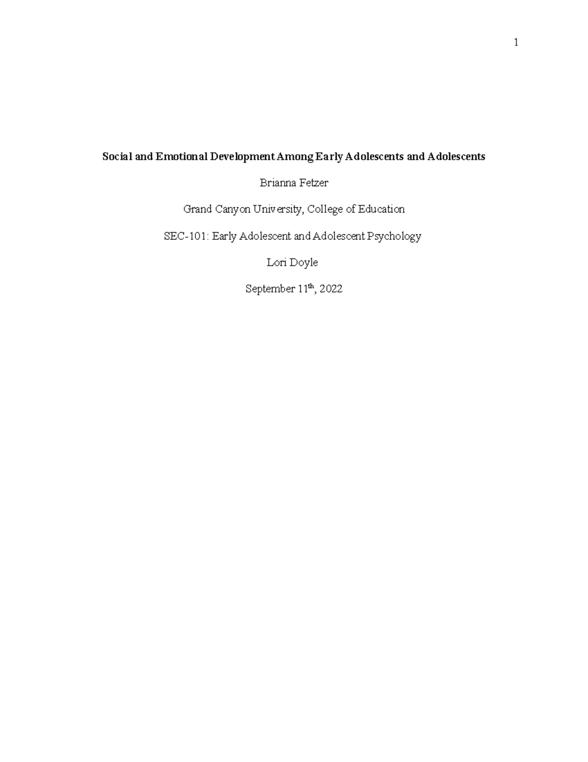 Social and Emotional Development Among Early Adolescents and ...