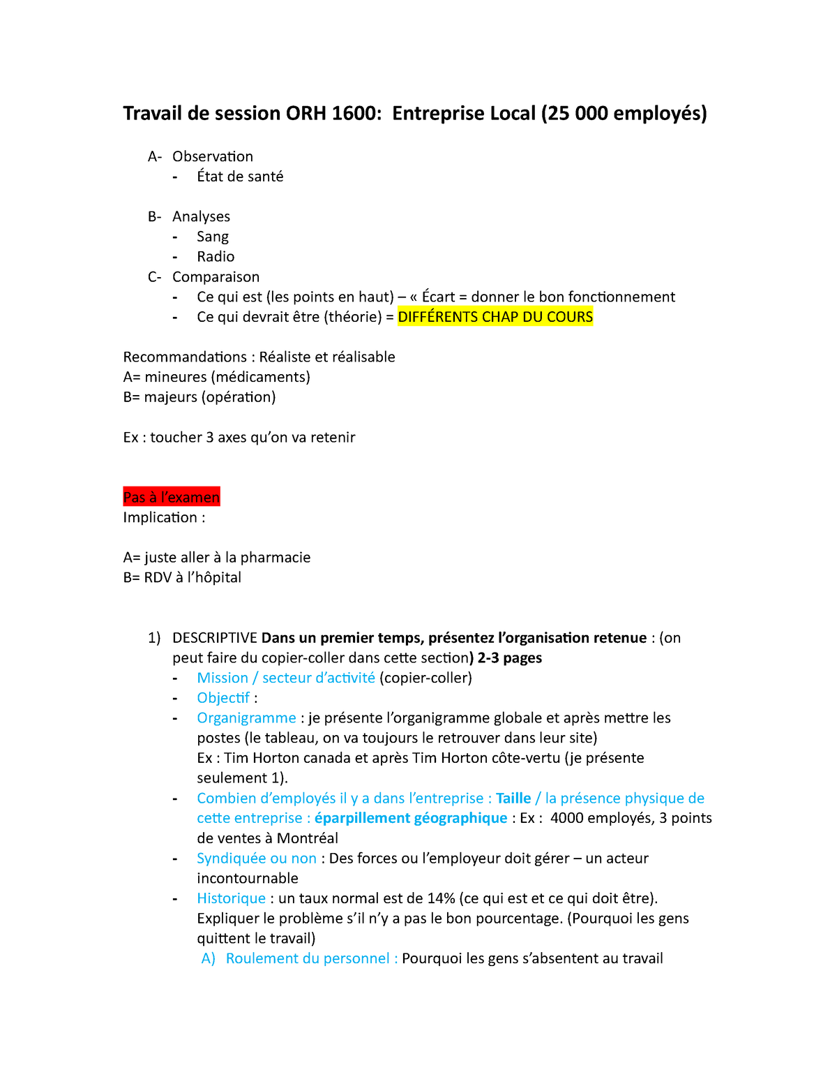 Travail De Session ORH 1600 - Travail De Session ORH 1600: Entreprise ...