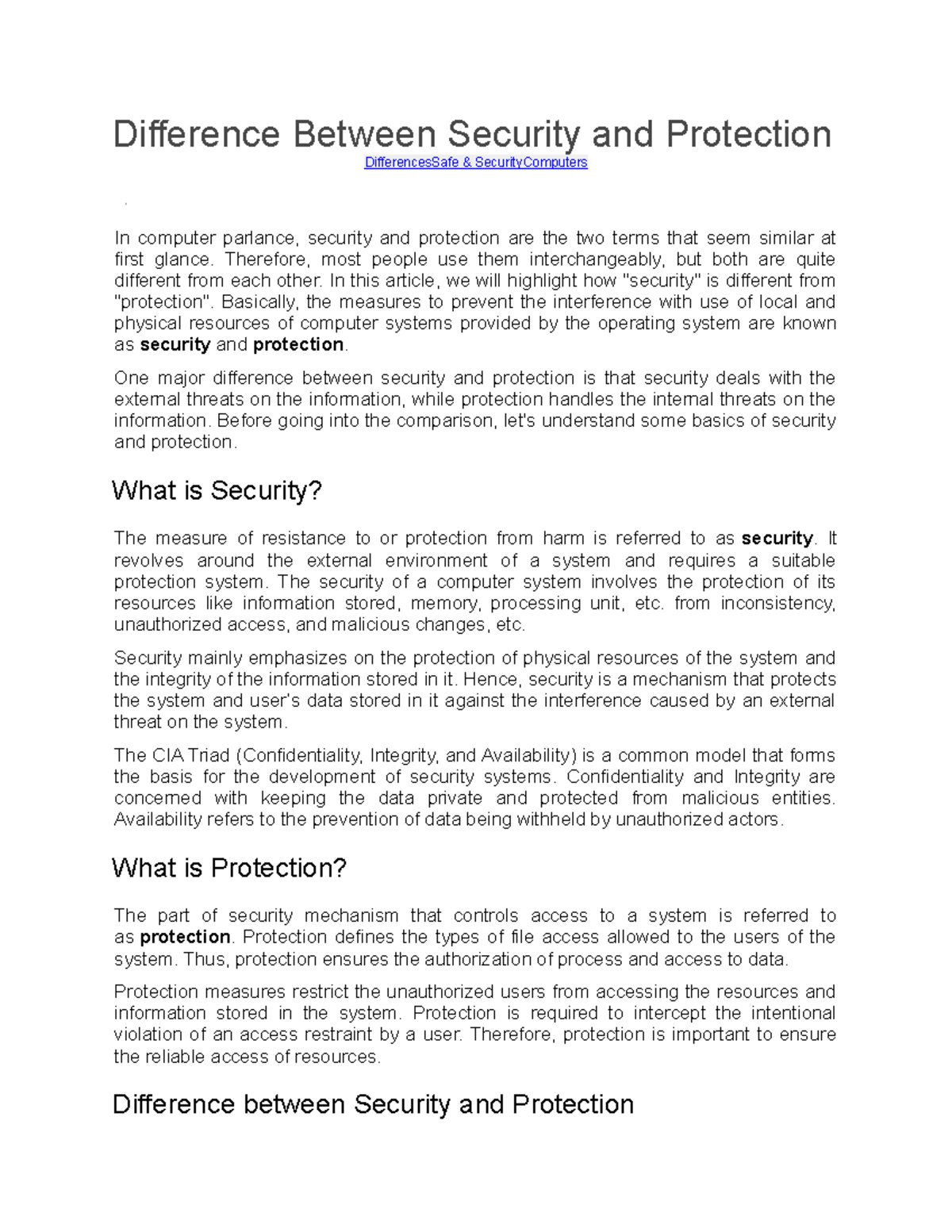 Difference Between Security and Protection - Difference Between ...