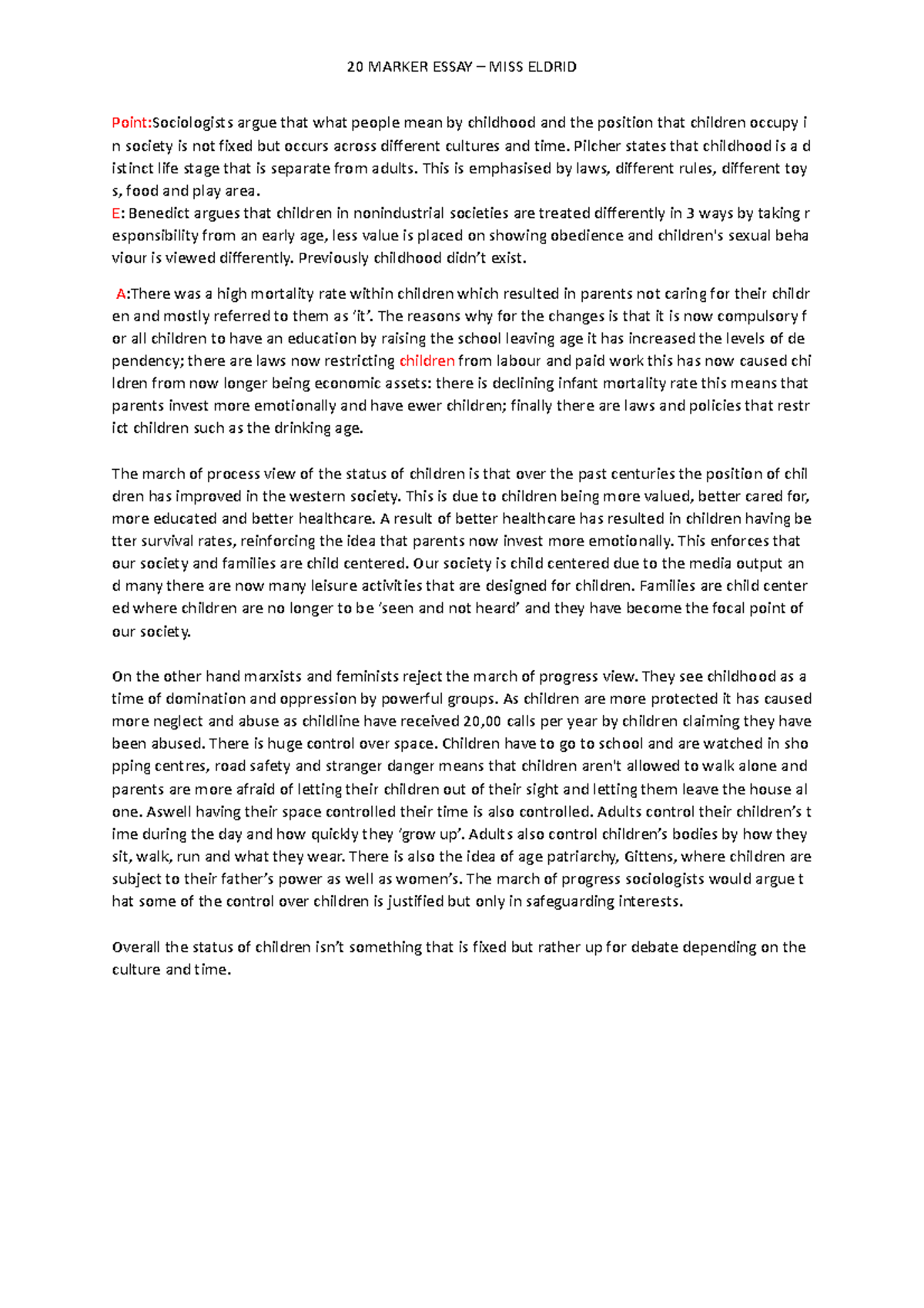 20 Marker - Sociology - Studocu