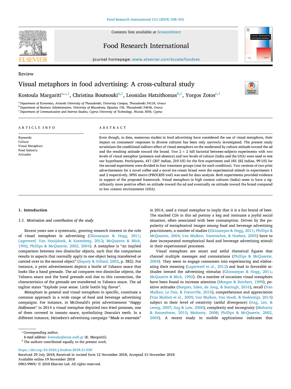 Margariti et al Visual Metaphors in Food Advertising - WRDS 150 - UBC ...