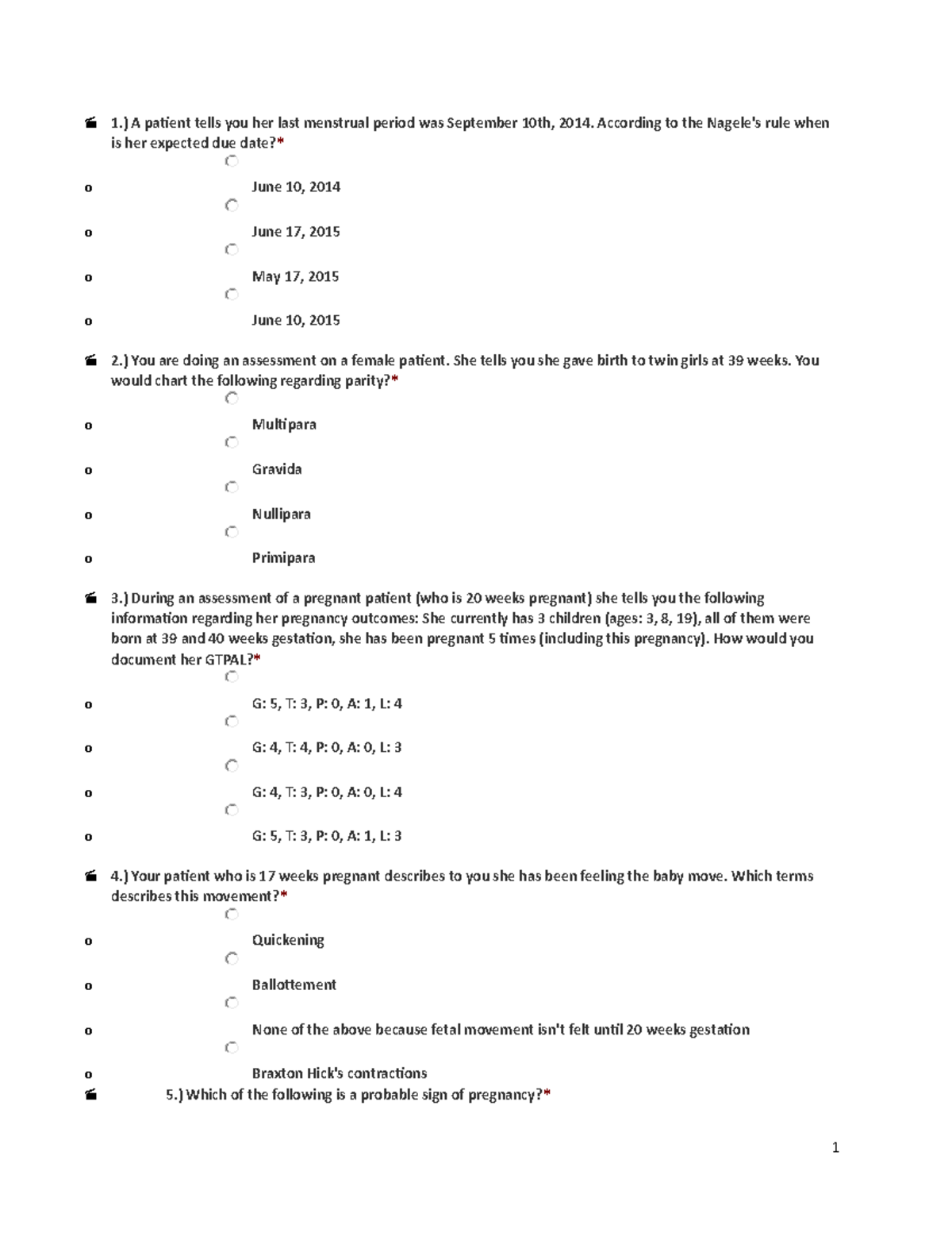 500 OB Nclex Questions test bank 1.) A patient tells you her last menstrual period was Studocu