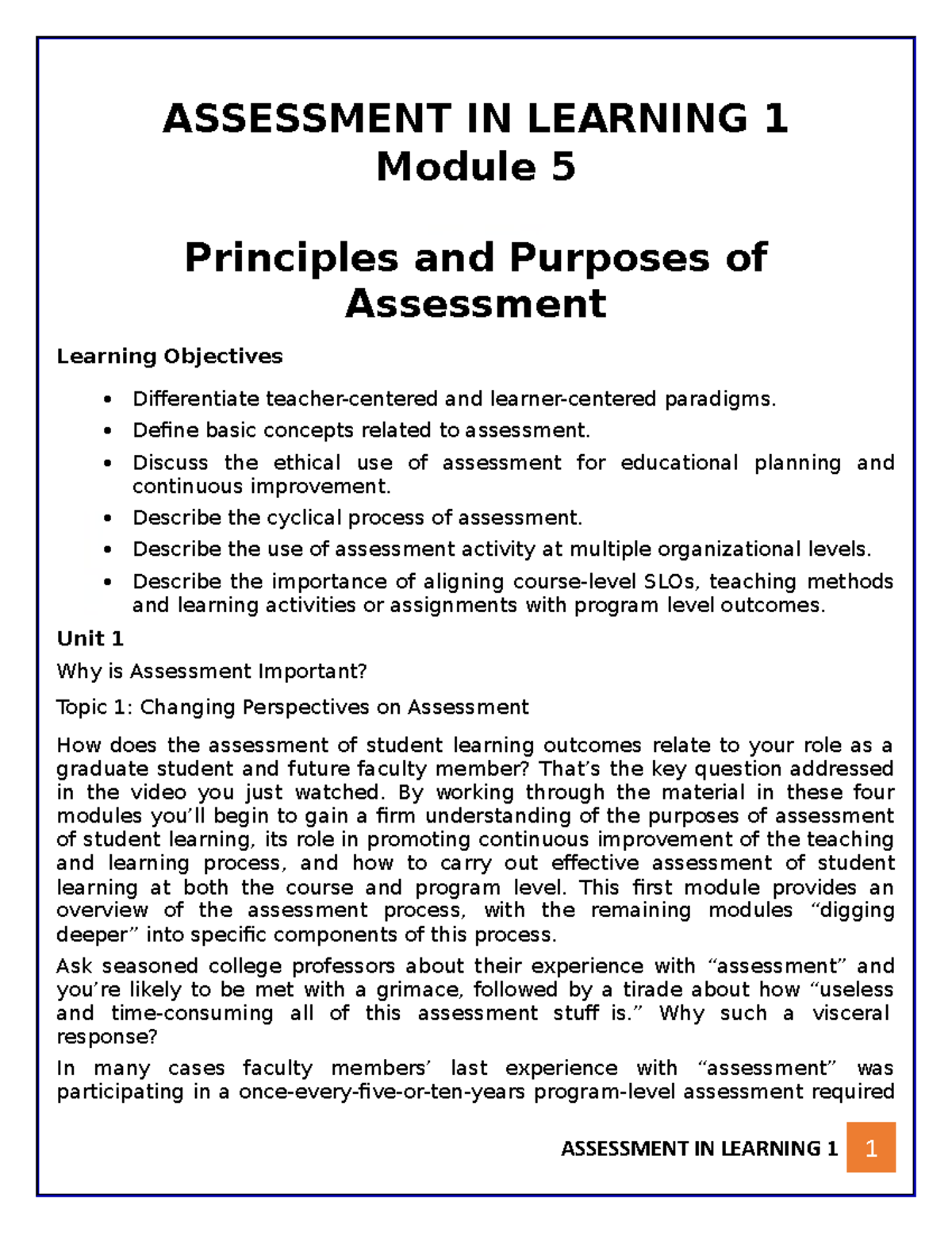 Assessment IN Learning 1 Module 5 - ASSESSMENT IN LEARNING 1 Module 5 ...