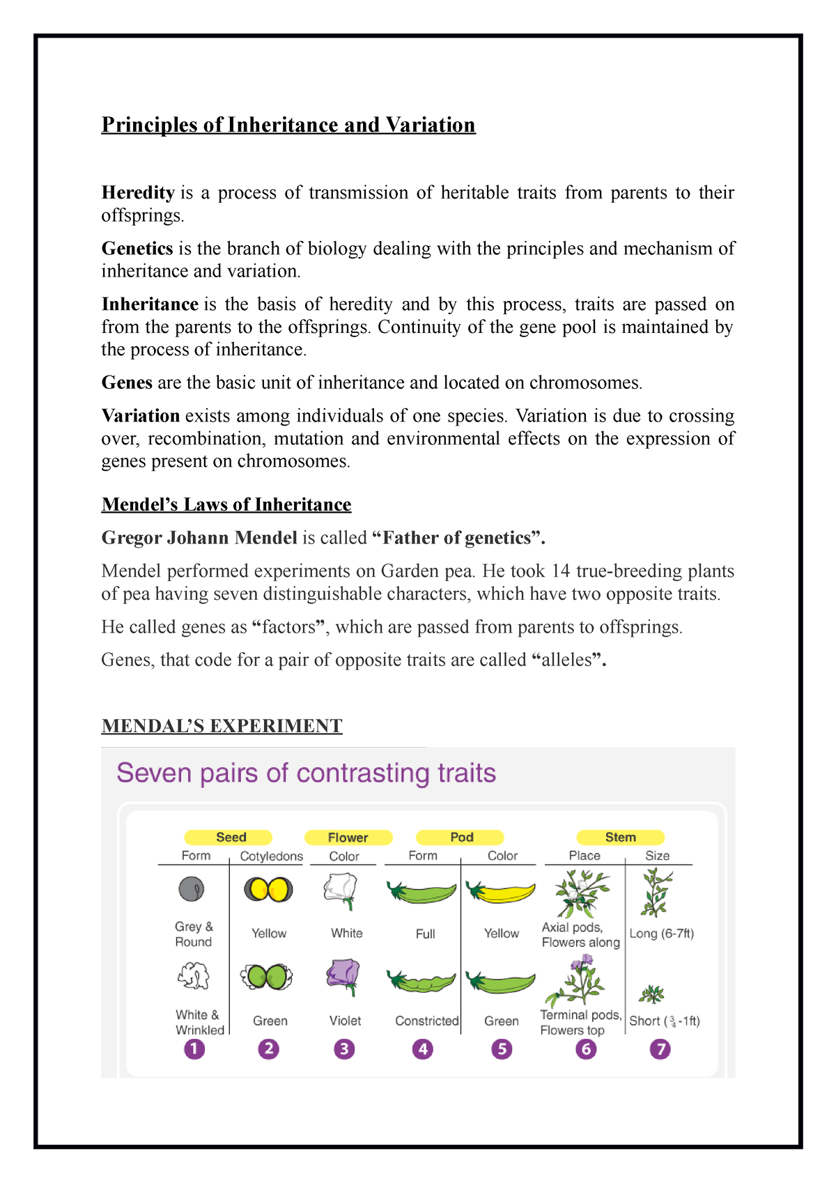 case study questions from principles of inheritance and variation