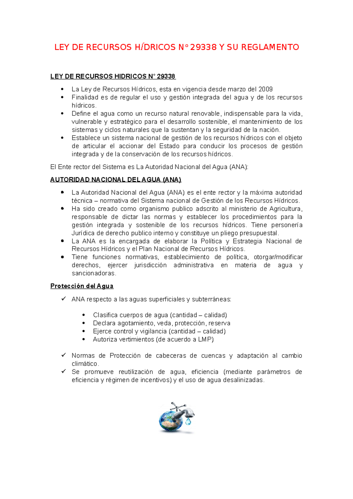 Informe RH - LEY DE RECURSOS H Í DRICOS N ° 29338 Y SU REGLAMENTO LEY ...