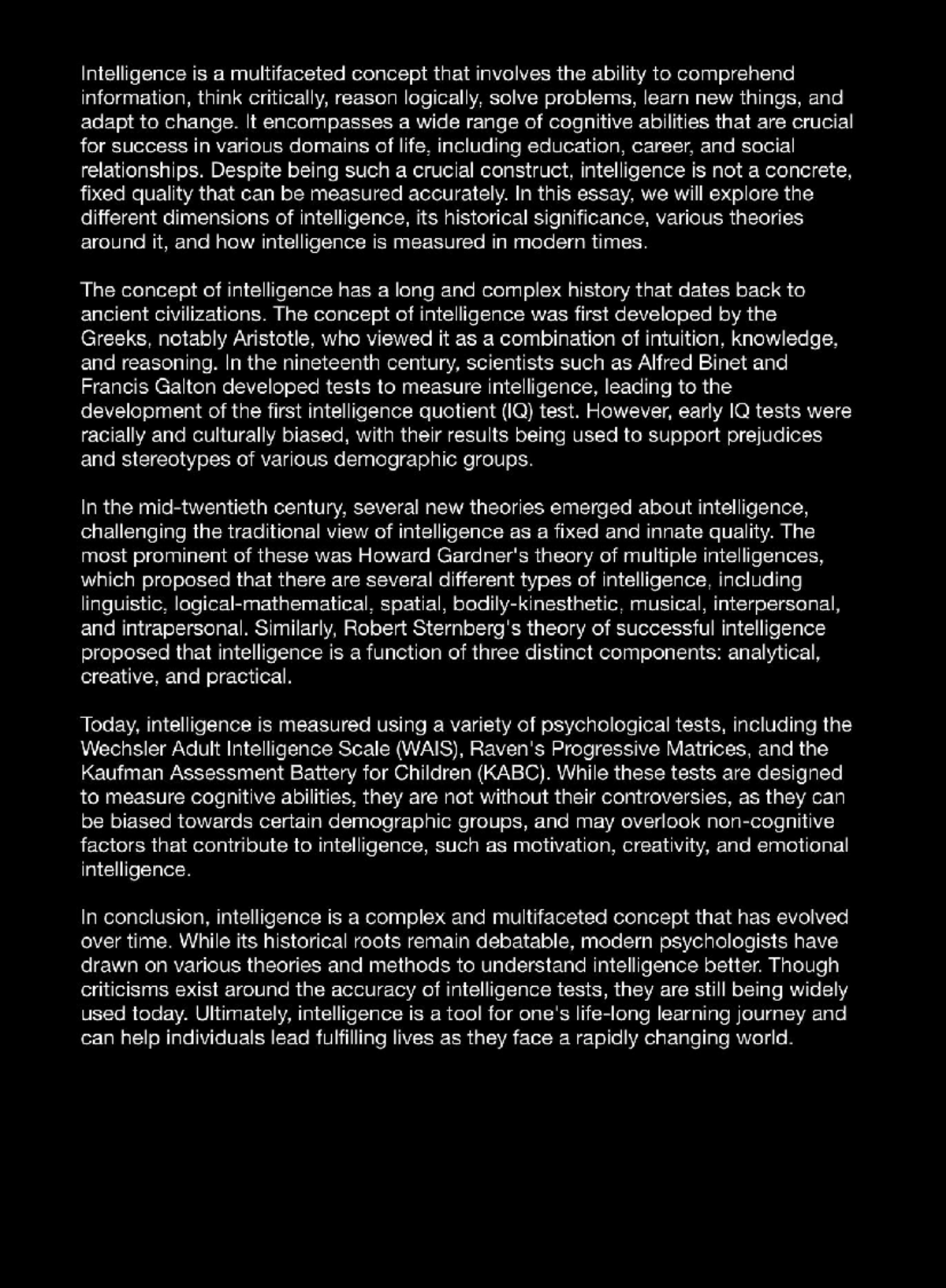Cognition and Intelligence - An Essay - SPR7004 - Studocu