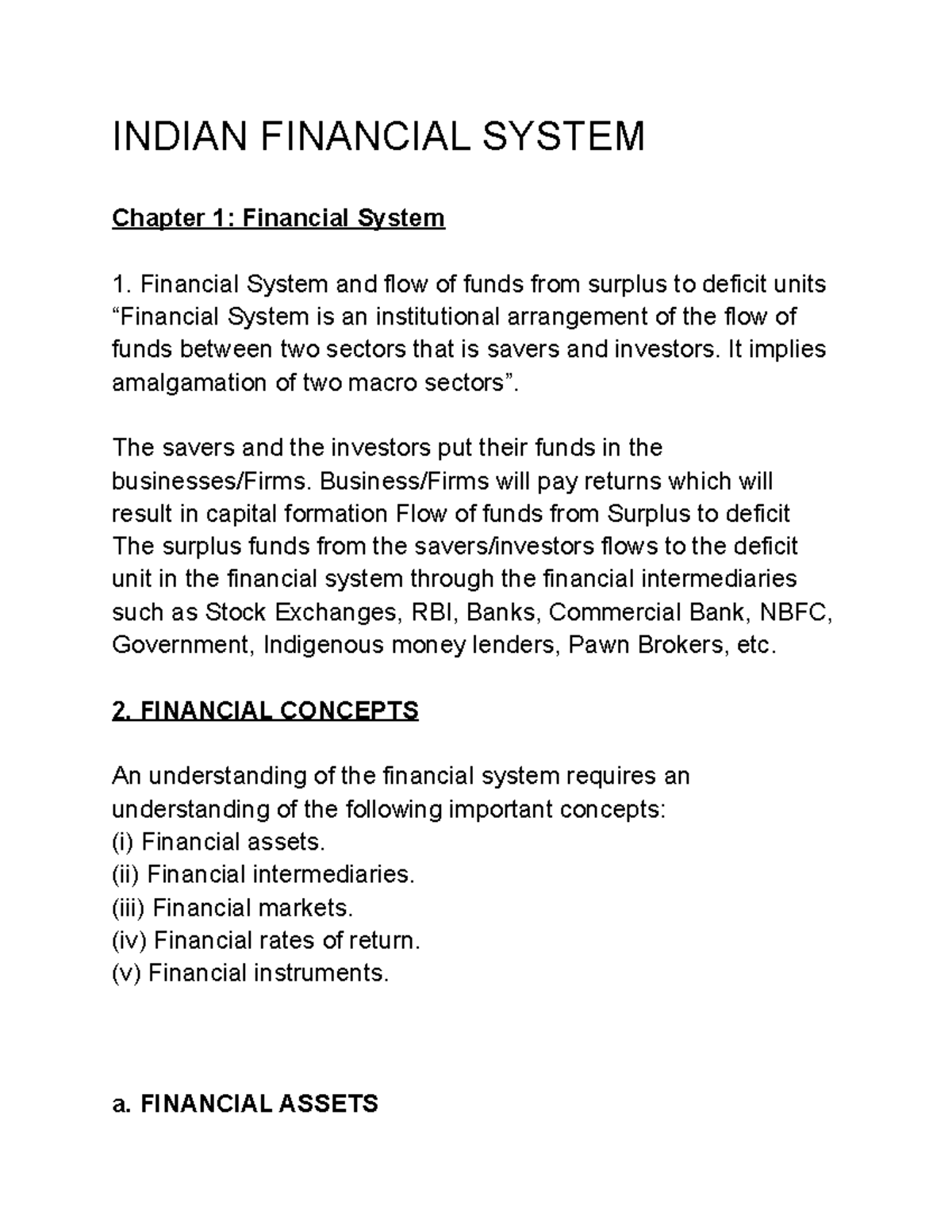 indian-financial-system-chapter-1-part-1-christ-university-studocu