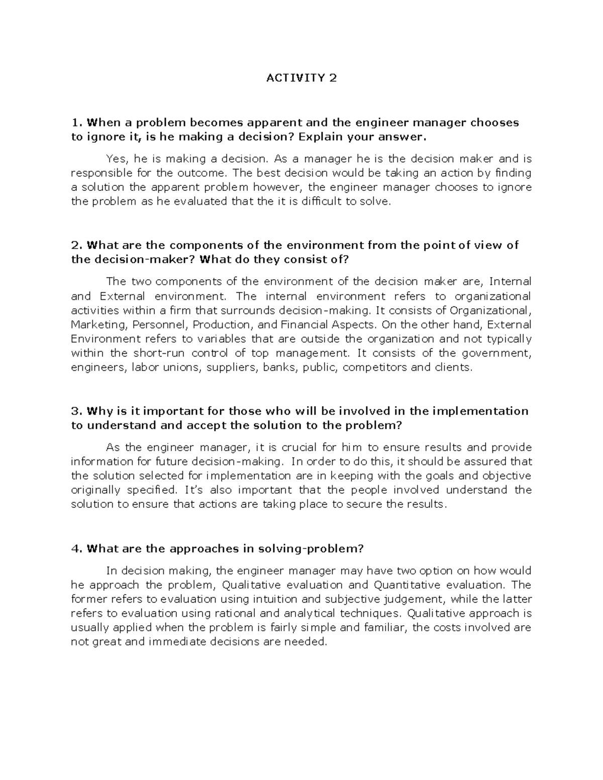 Engineering Management Activity 2 - Civil Engineering - La Salle ...