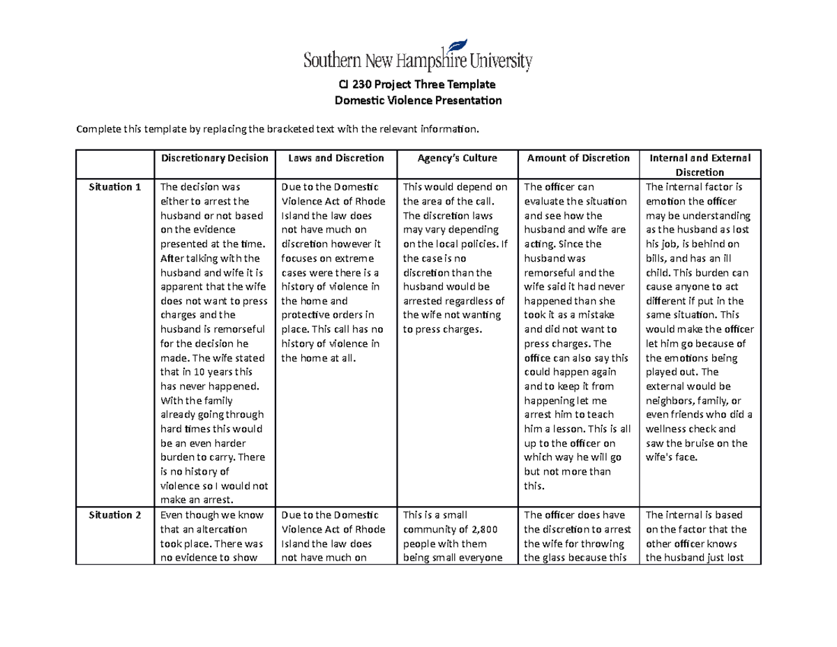 CJ 230 Project Three - Discretionary Decision Laws and Discretion ...