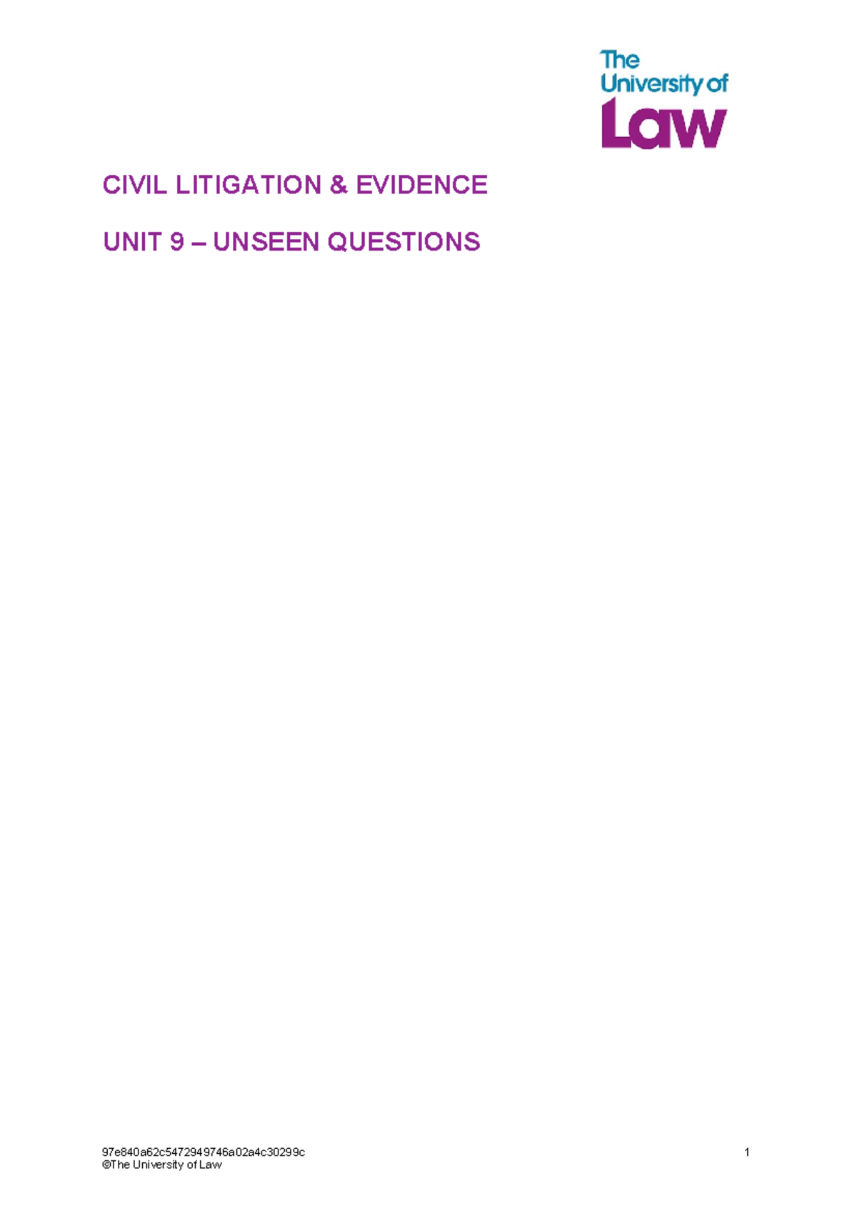 civ unseen questions and answers - CIVIL LITIGATION & EVIDENCE UNIT 9 ...