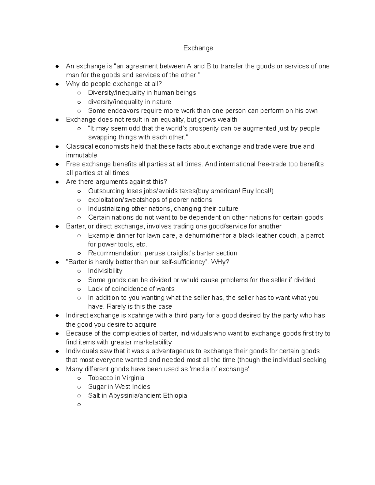 Basics fo Exchange - Google Docs - Exchange An exchange is “an ...