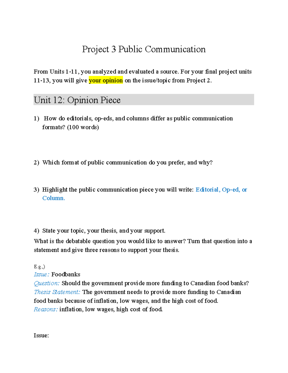 Project 3 Public communication 1 - Project 3 Public Communication From ...