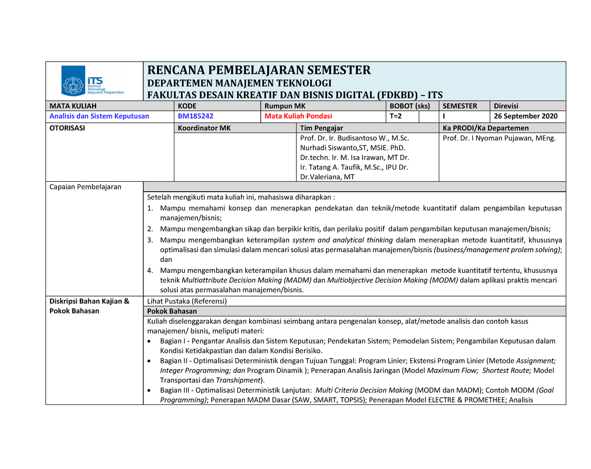RPS ASK BM185242 - RENCANA PEMBELAJARAN SEMESTER DEPARTEMEN MANAJEMEN ...