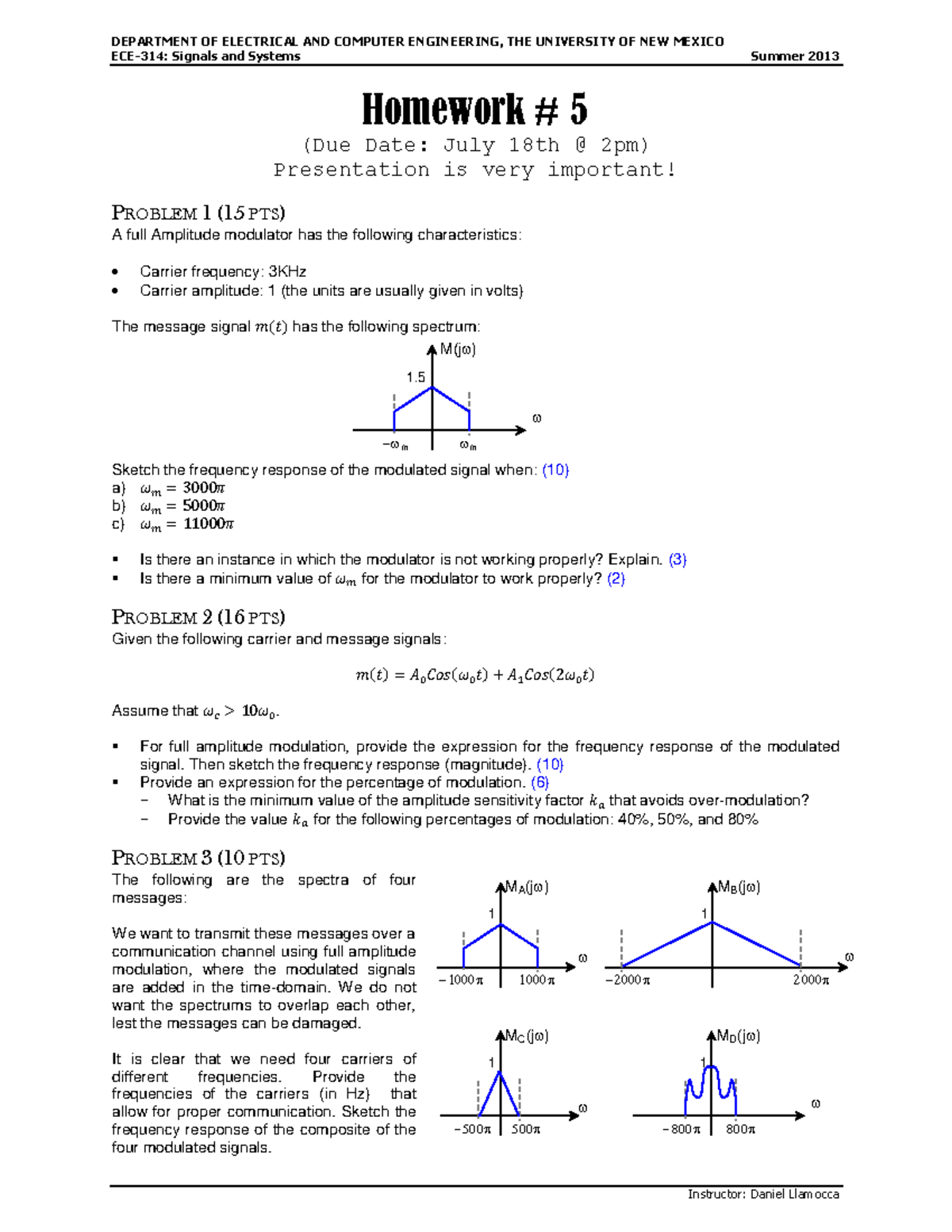 HW5, q + a - Homework assignment 5 - ECE-314: Signals and Systems ...