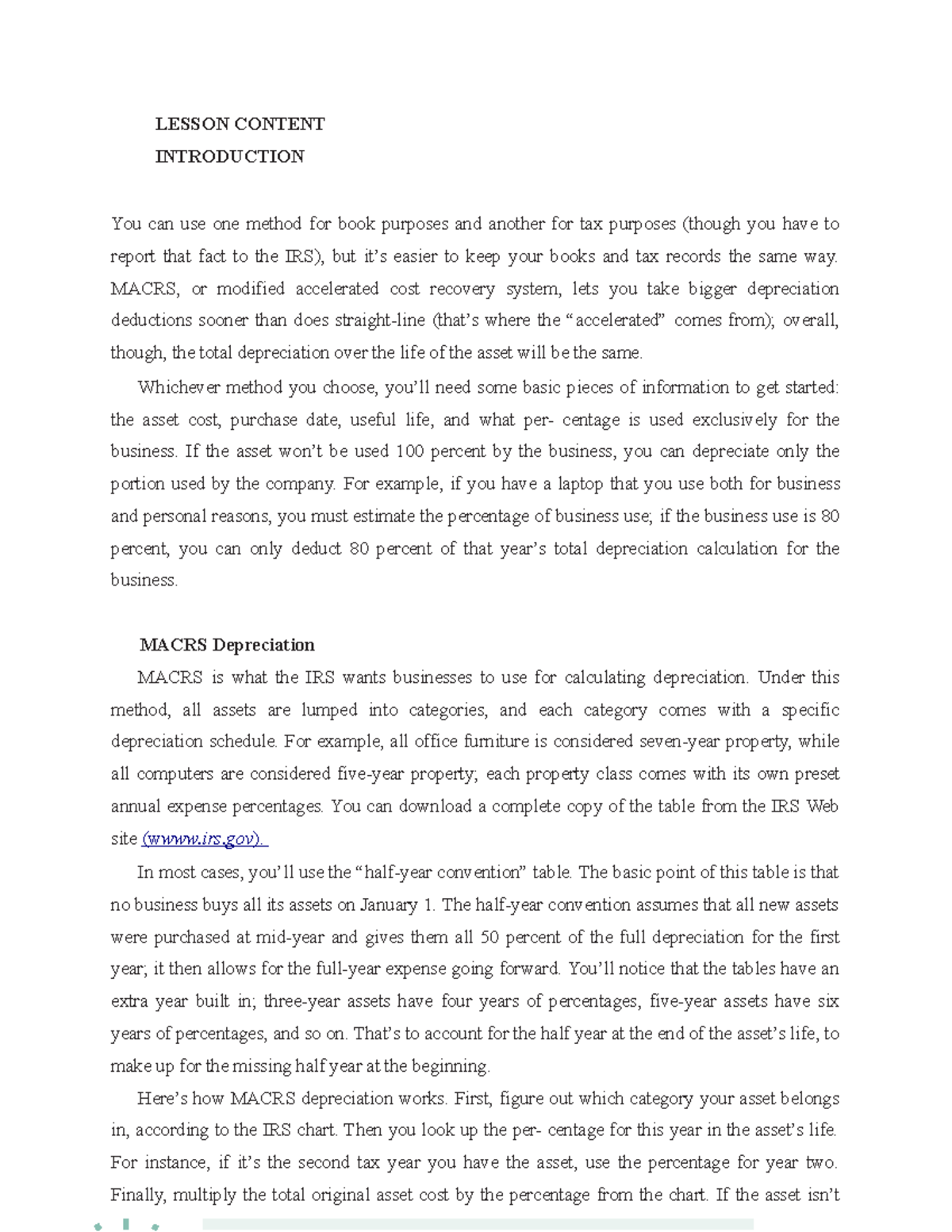 Depreciation and Amortization in Accounting - LESSON CONTENT ...