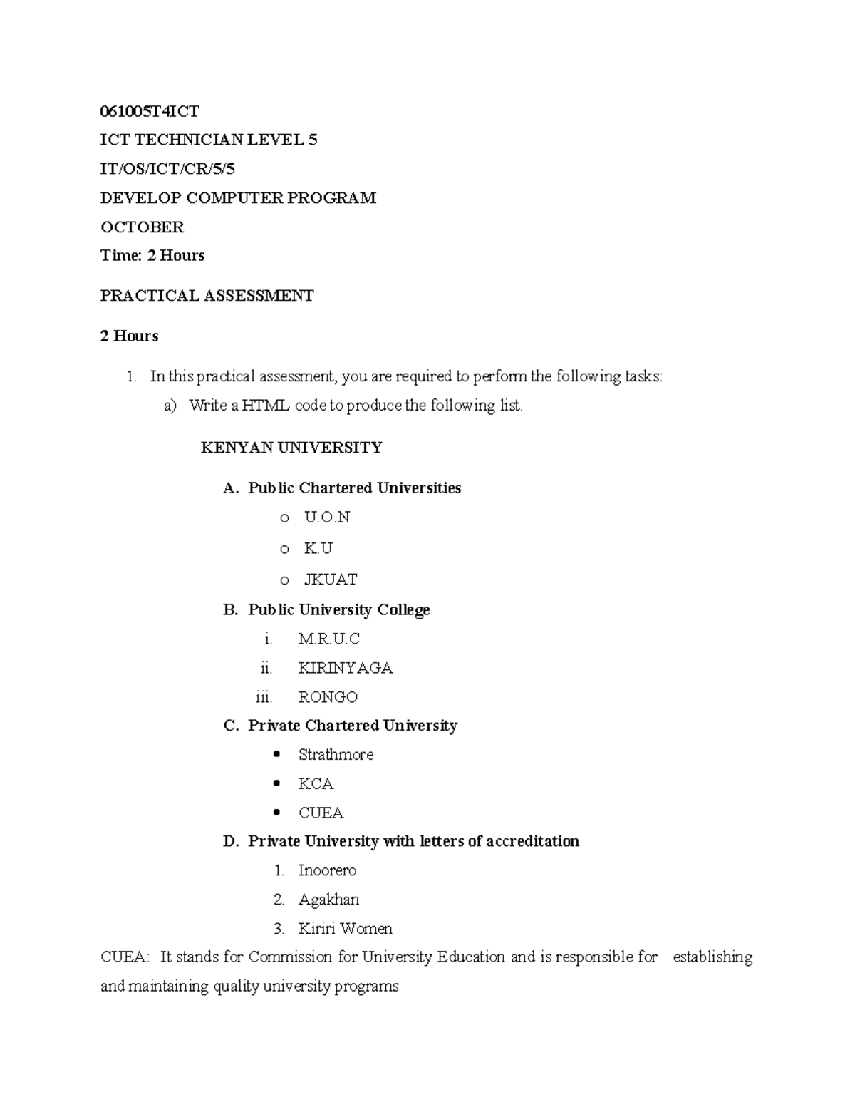 bussiness notes - 061005T4ICT ICT TECHNICIAN LEVEL 5 IT/OS/ICT/CR/5 ...