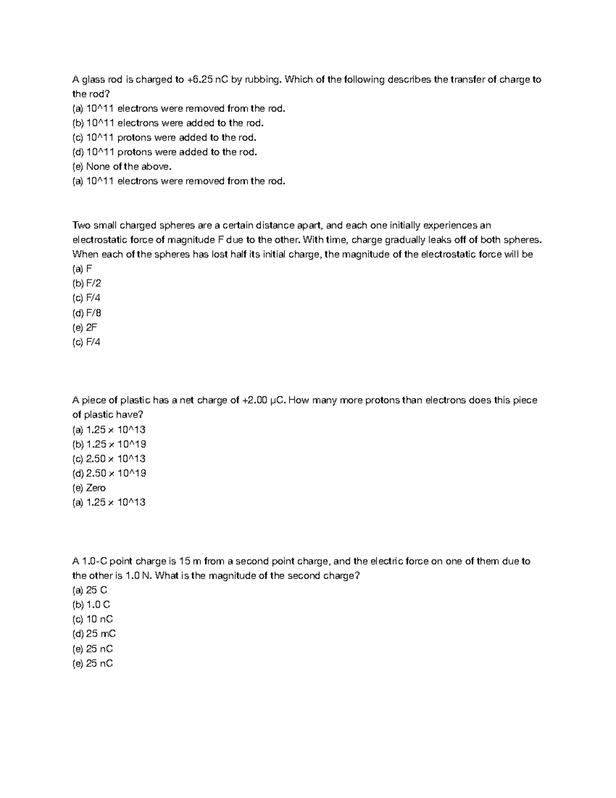 Engineering physics practice test final - A glass rod is charged to +6 ...