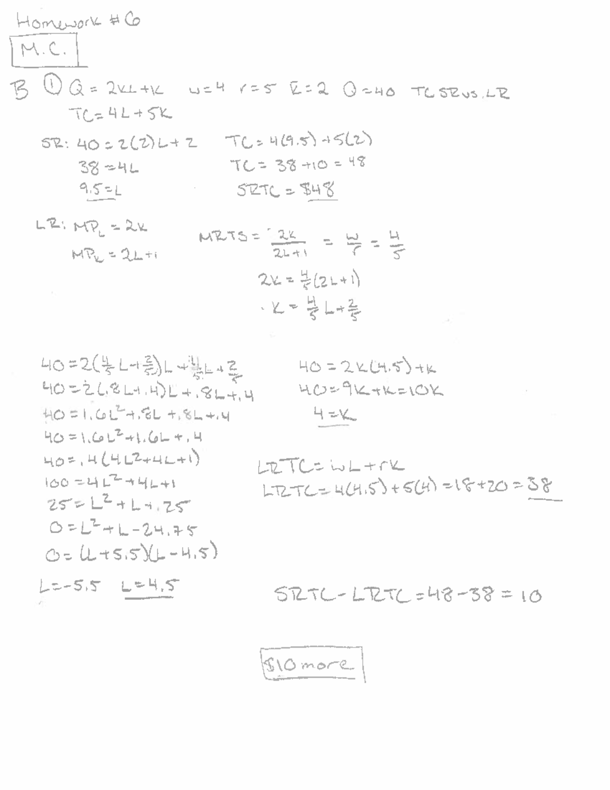 Homework 6 Answer Key - HQWON— 4g C0 iM.C. 15 ®C1=1w~+m km” ”5‘ E39 ...