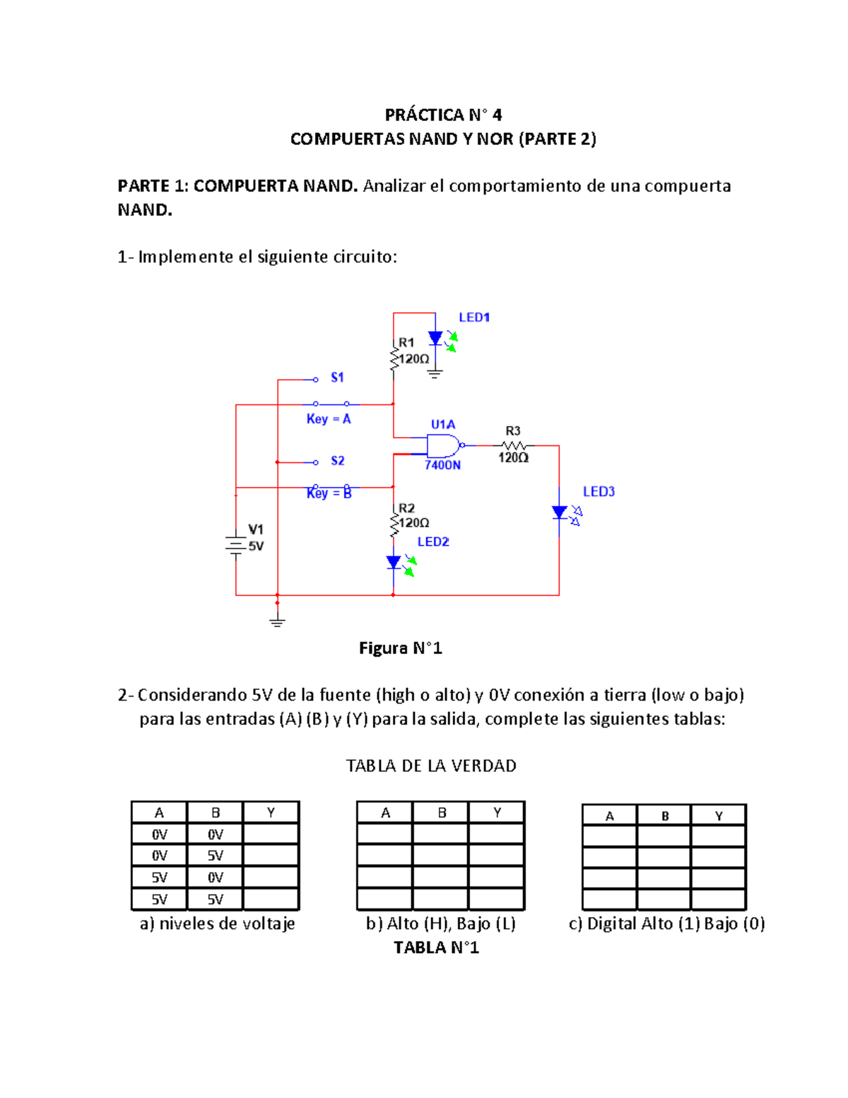 Práctica N° 4 Compuertas NAND NOR ( Parte 2 - PR¡CTICA N∞ 4 COMPUERTAS ...