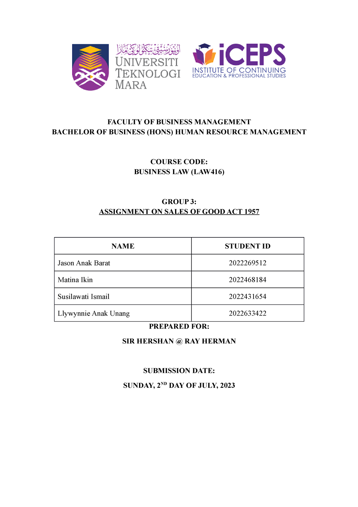 assignment law 416