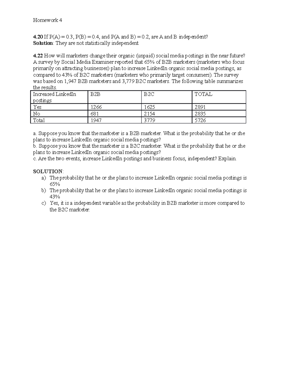 stats chapter 4 homework