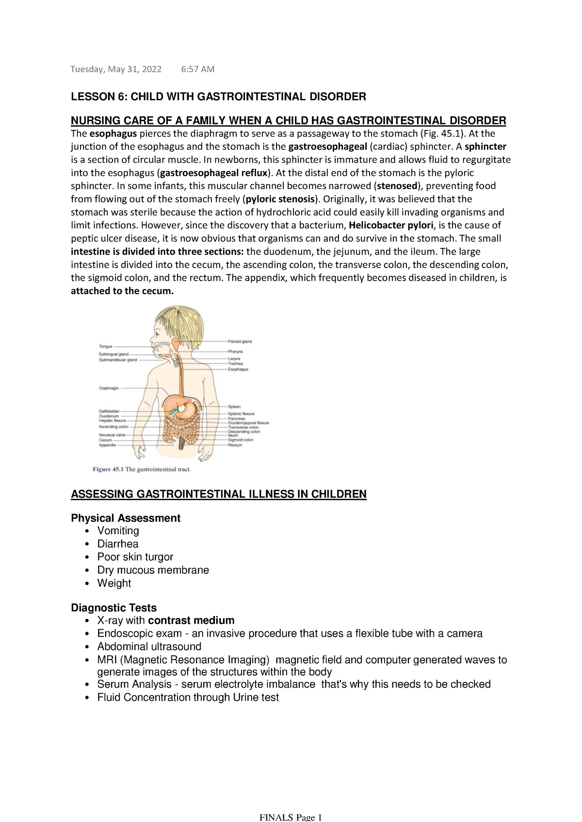 Maternal Lec Lesson 6 Child with Gastrointestinal Disorder - LESSON 6 ...