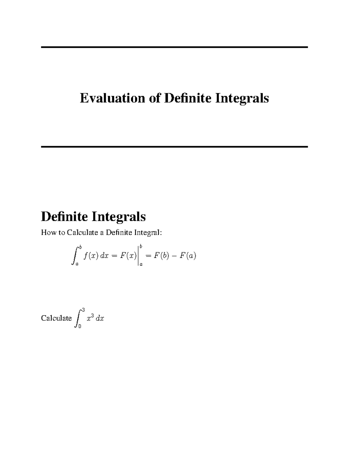 9 3 Evaluation of Definite Integrals - Evaluation of Definite Integrals ...