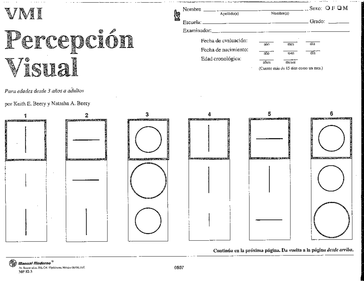VMI ( PercepcióN Visual) - Terapia Ocupacional - Studocu