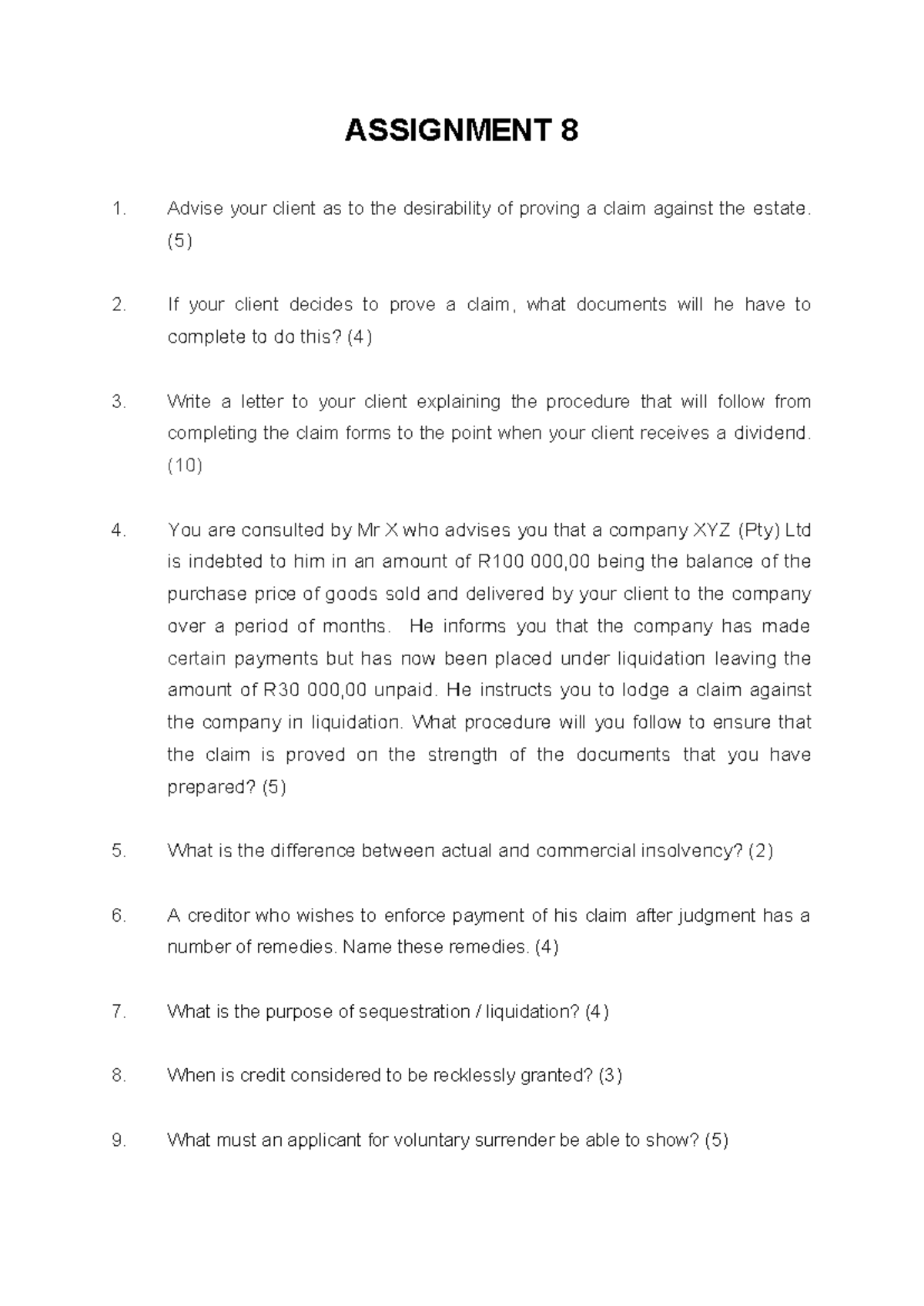Assignment 8 - P3 - Board exams - ASSIGNMENT 8 Advise your client as to ...