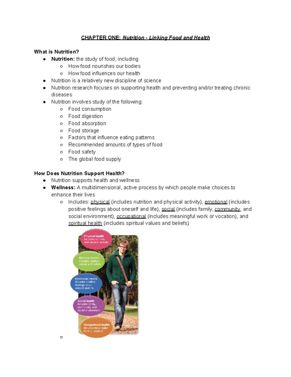 NFS 100 Chapter 1 Notes - CHAPTER ONE: Nutrition - Linking Food And ...