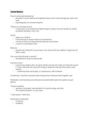 Audio Engineering - Hearing Science - Hearing Science Sound and the Ear ...
