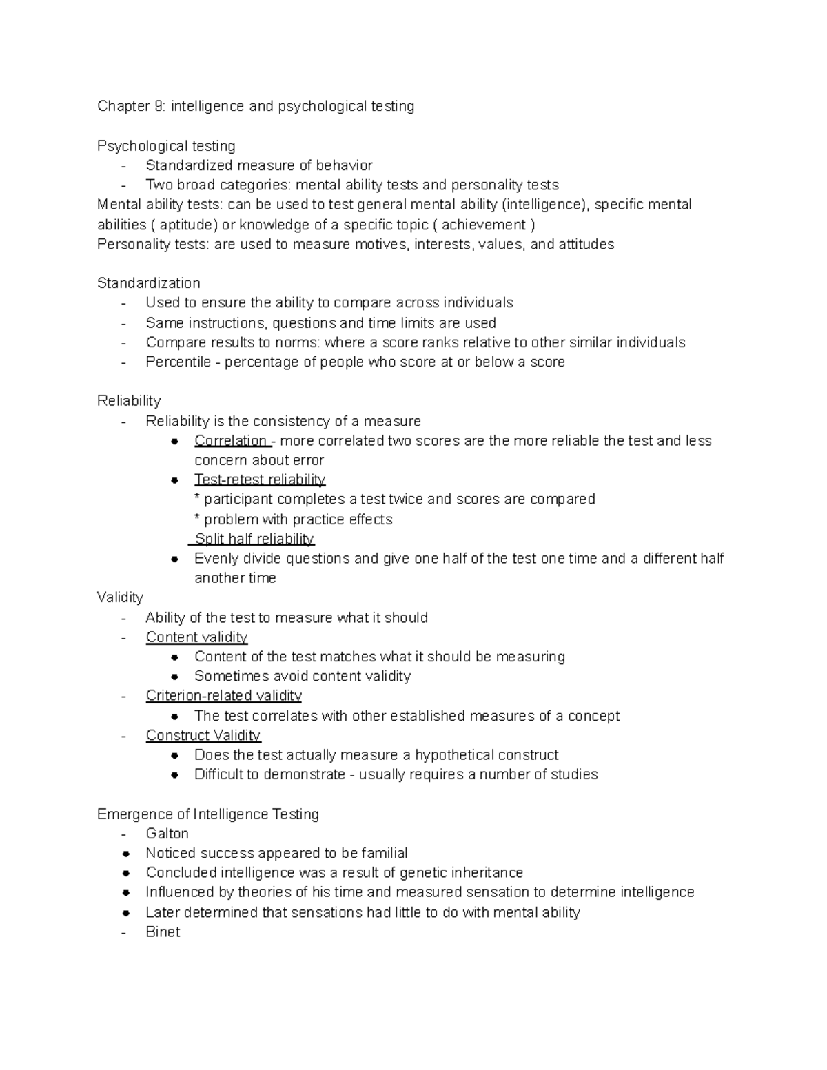 Chaper 9 of Psych 1001 - Chapter 9: intelligence and psychological ...