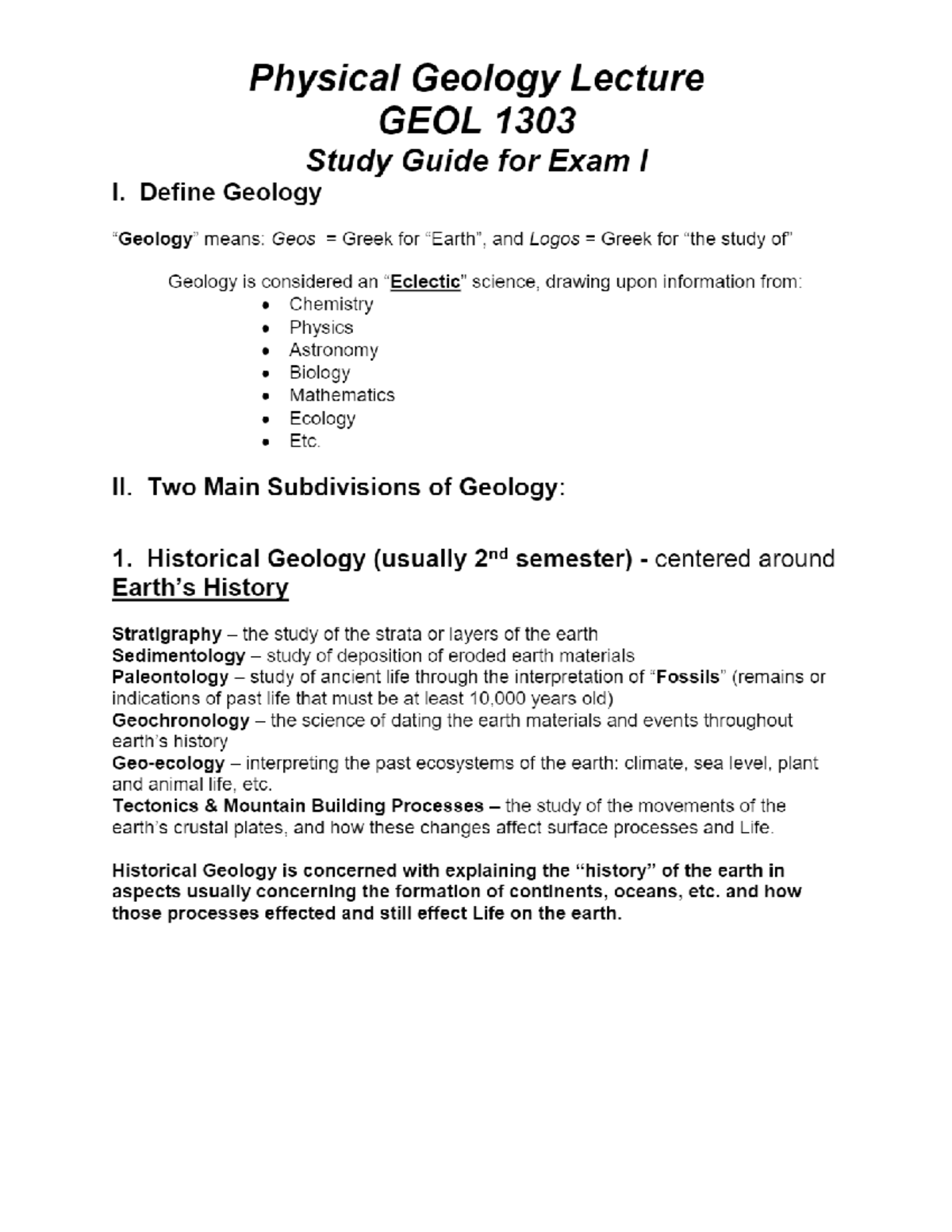 Physical Geology Lecture - Faculty Web Support Center - GLY 101 - Studocu