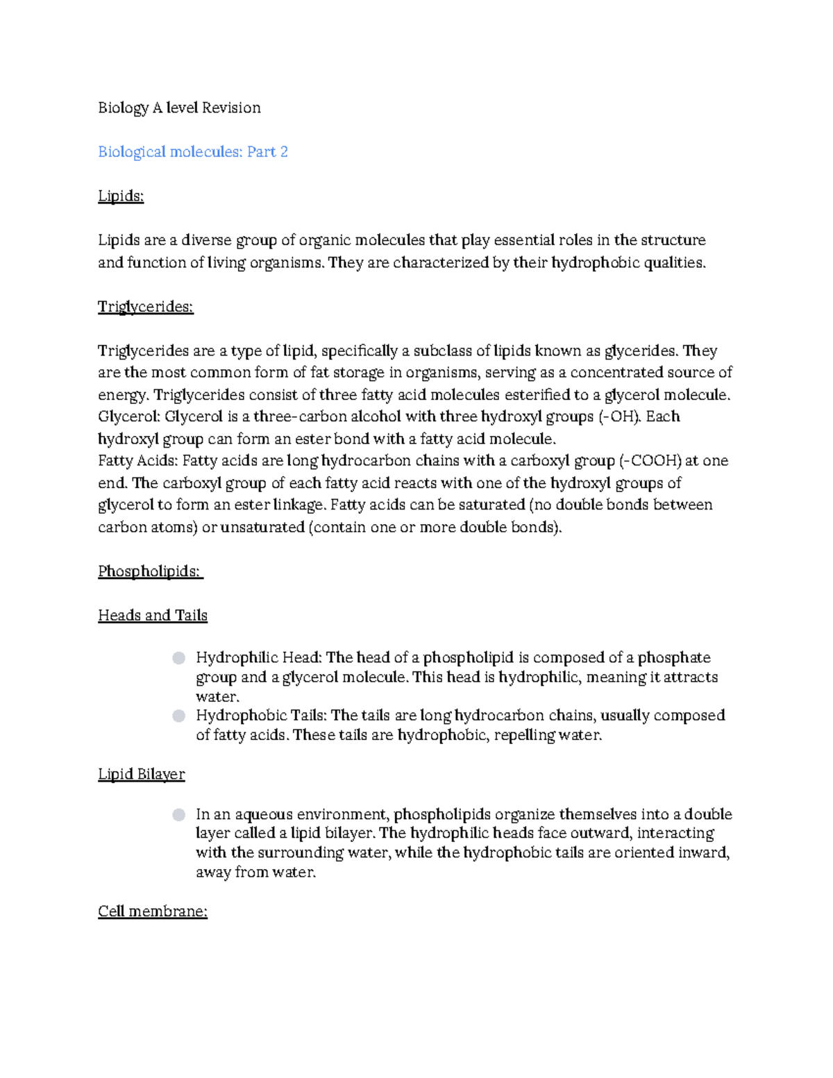 Biology A level Revision Part 2 - Biology A level Revision Biological ...