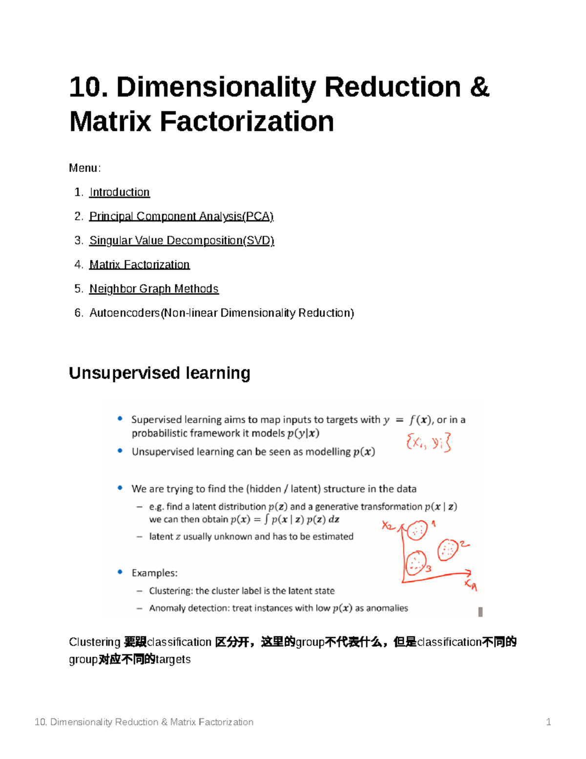 Machine Learning - dimensionality reduction note - 10. Dimensionality ...