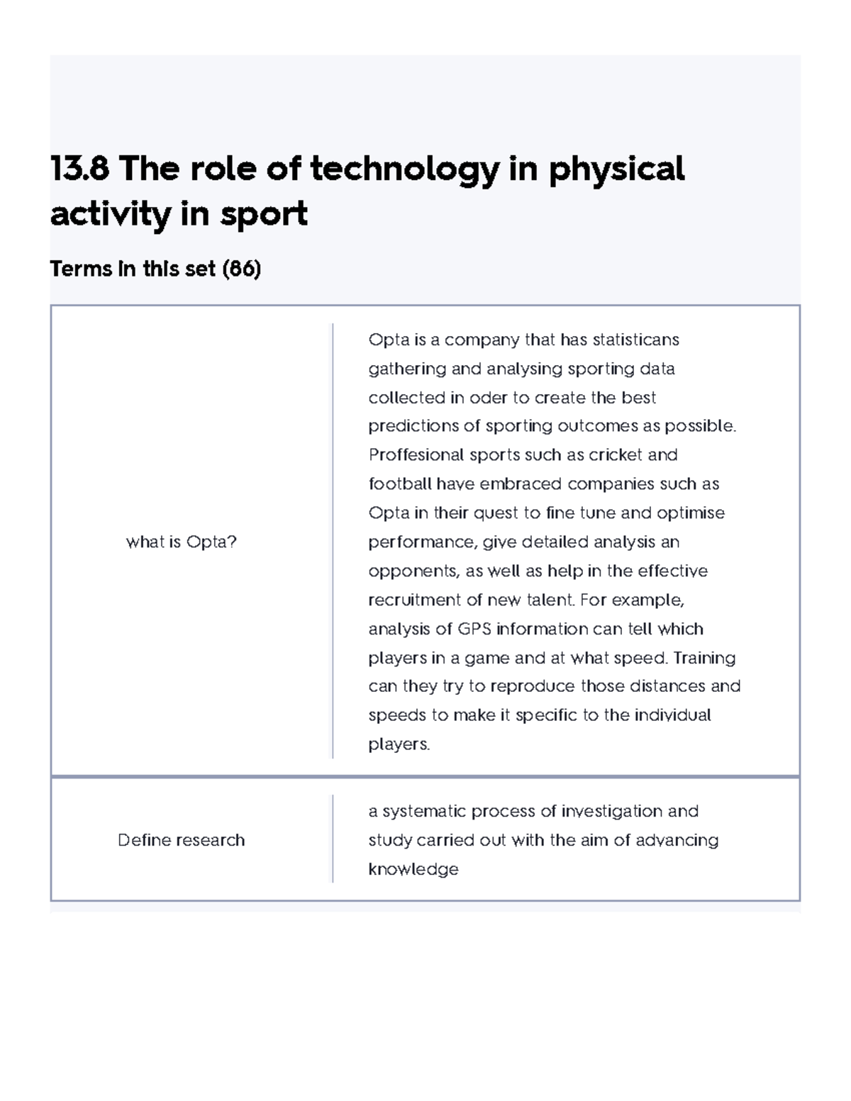 13.8 The Role Of Technology In Physical Activity In Sport Flashcards ...