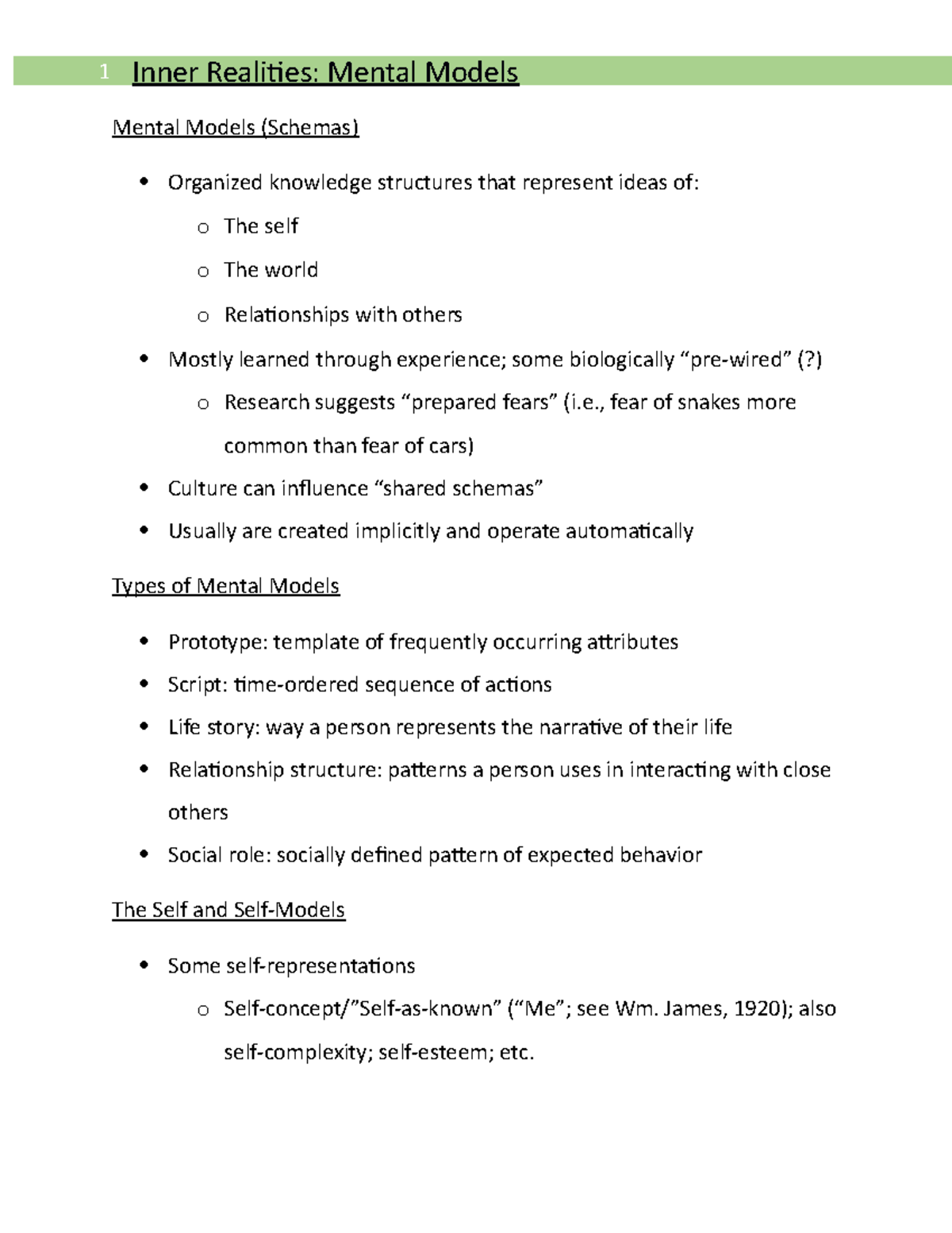 Pt2 Ch5 - Interior Worlds - Mental Models (Schemas) Organized knowledge ...