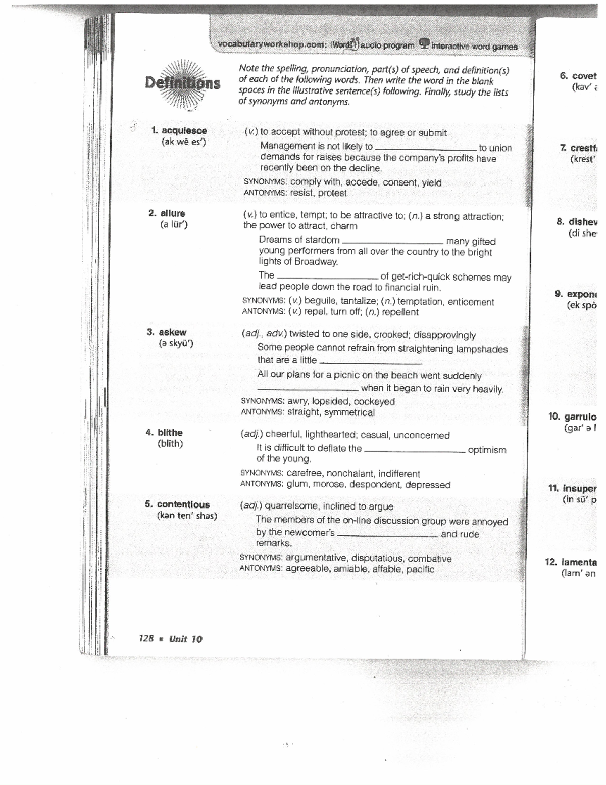 Unit+10 Vocab Unit - Studocu