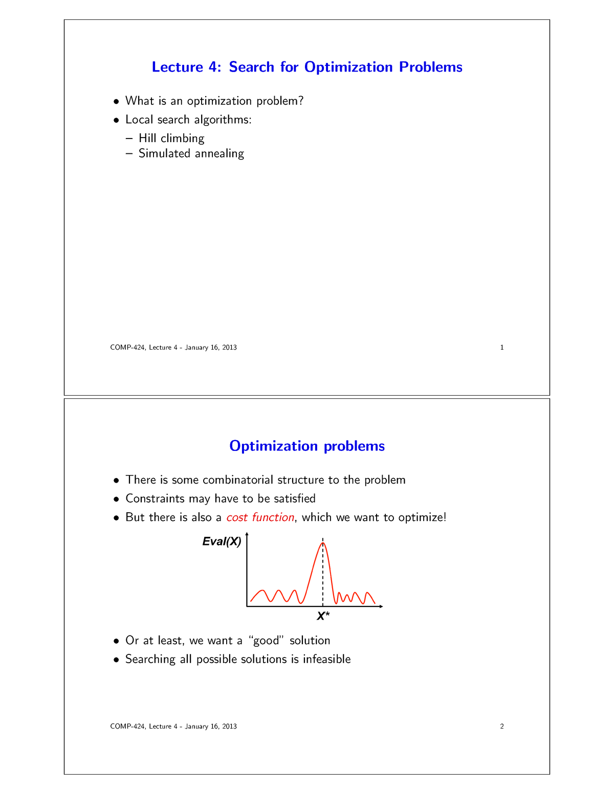 Ai-lecture 04 - Lecture Notes - Lecture 4: Search For Optimization ...