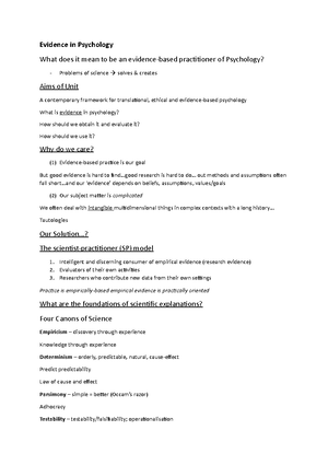WEEK 1 - Week 1 module notes - WEEK 1: Psychology as a Science Weekly ...