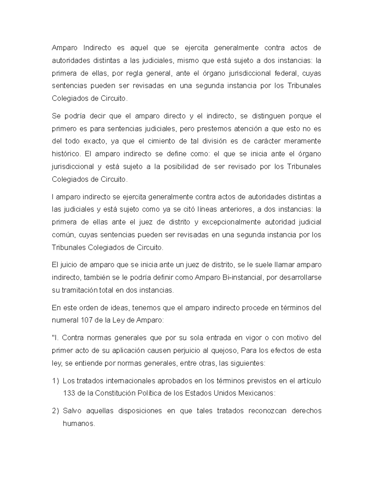 Resumen Amparo Indirecto - Amparo Indirecto es aquel que se ejercita ...