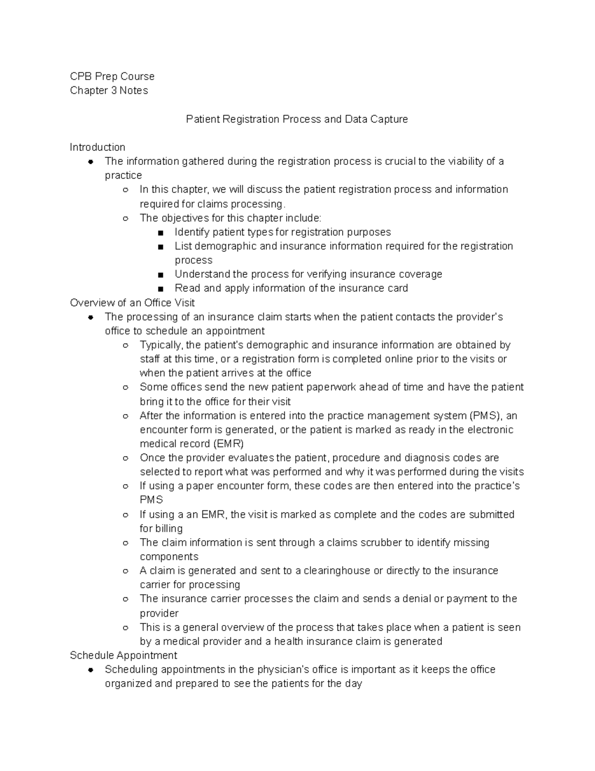 AAPC CPB Prep Course - Chap 3 Notes - CPB Prep Course Chapter 3 Notes ...