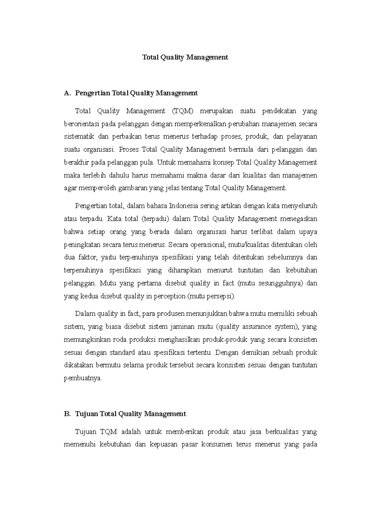 Total Quality Management - Proses Total Quality Management Bermula Dari ...