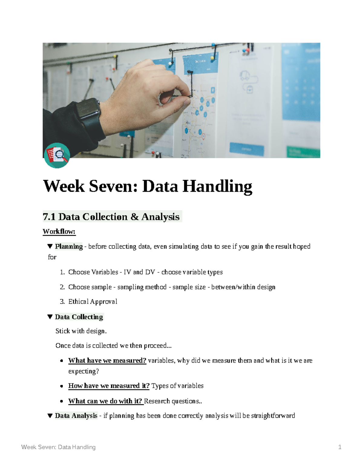 Data Handling in research methods - PSYU914 - Stirling - Studocu