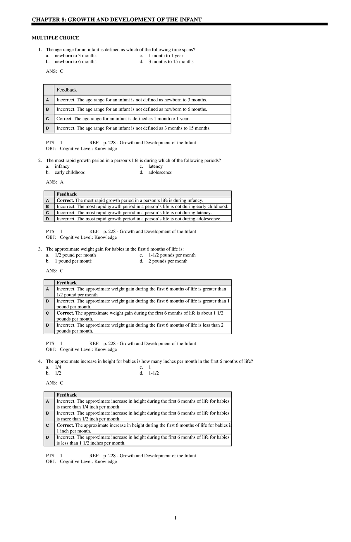 Exam View - Chapter 08 - GOOD - CHAPTER 8: GROWTH AND DEVELOPMENT OF ...