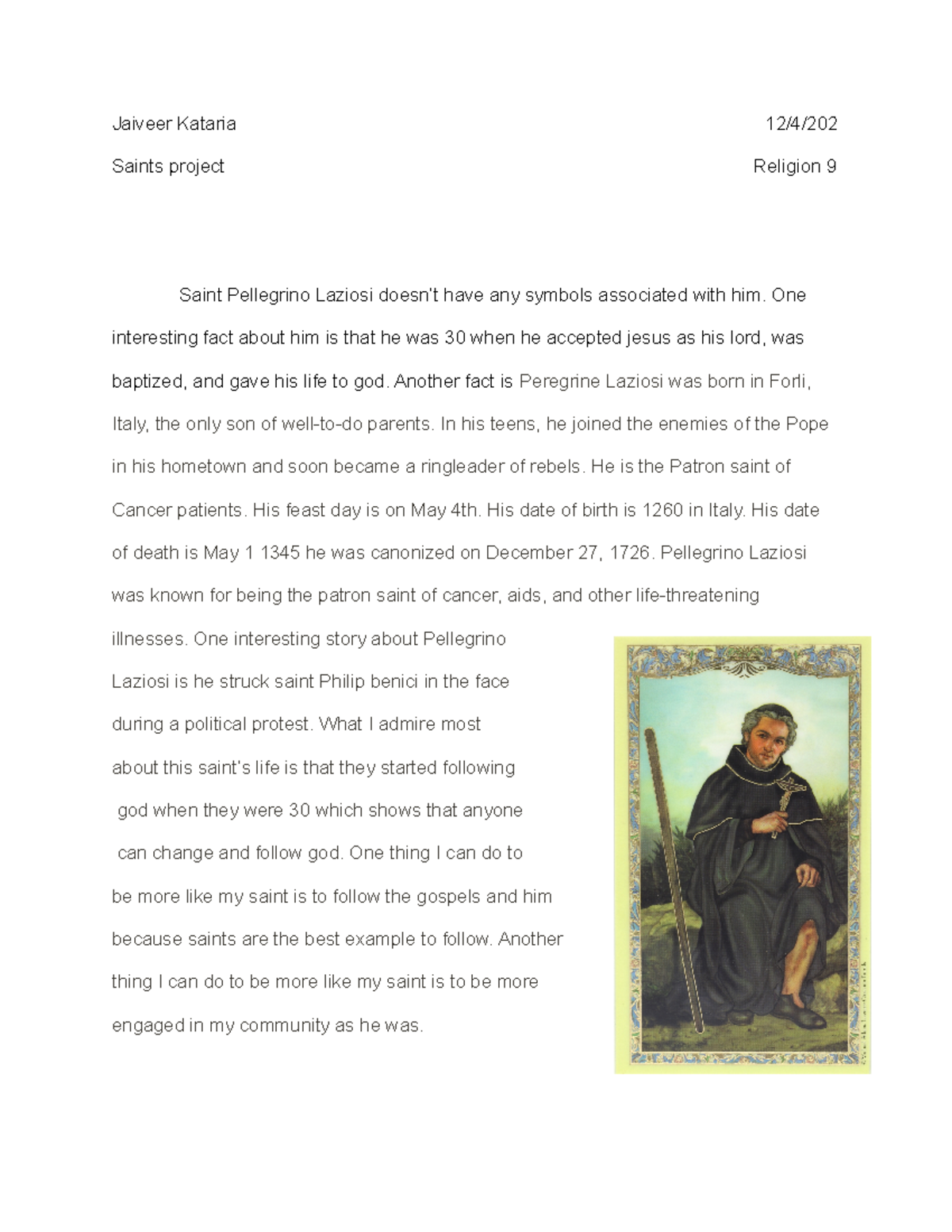 Jaiveer Kataria - Saint Project -2 - Jaiveer Kataria 12/4/ Saints ...