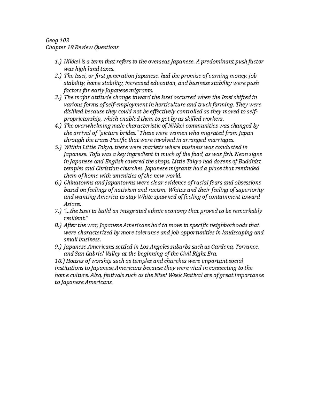 Geog Chapter 18 Review Questions - Geog 103 Chapter 18 Review Questions ...