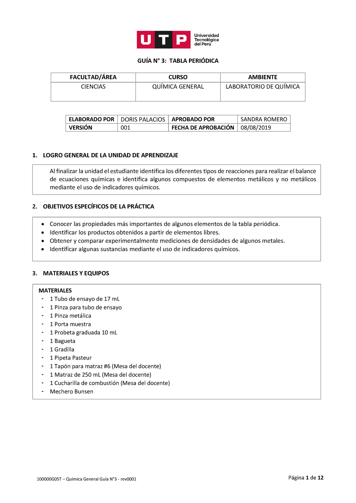 I02N-GUIA N°3- Labquimi 01- Tabla Periodica - GUÕA N∞ 3: TABLA PERI ...