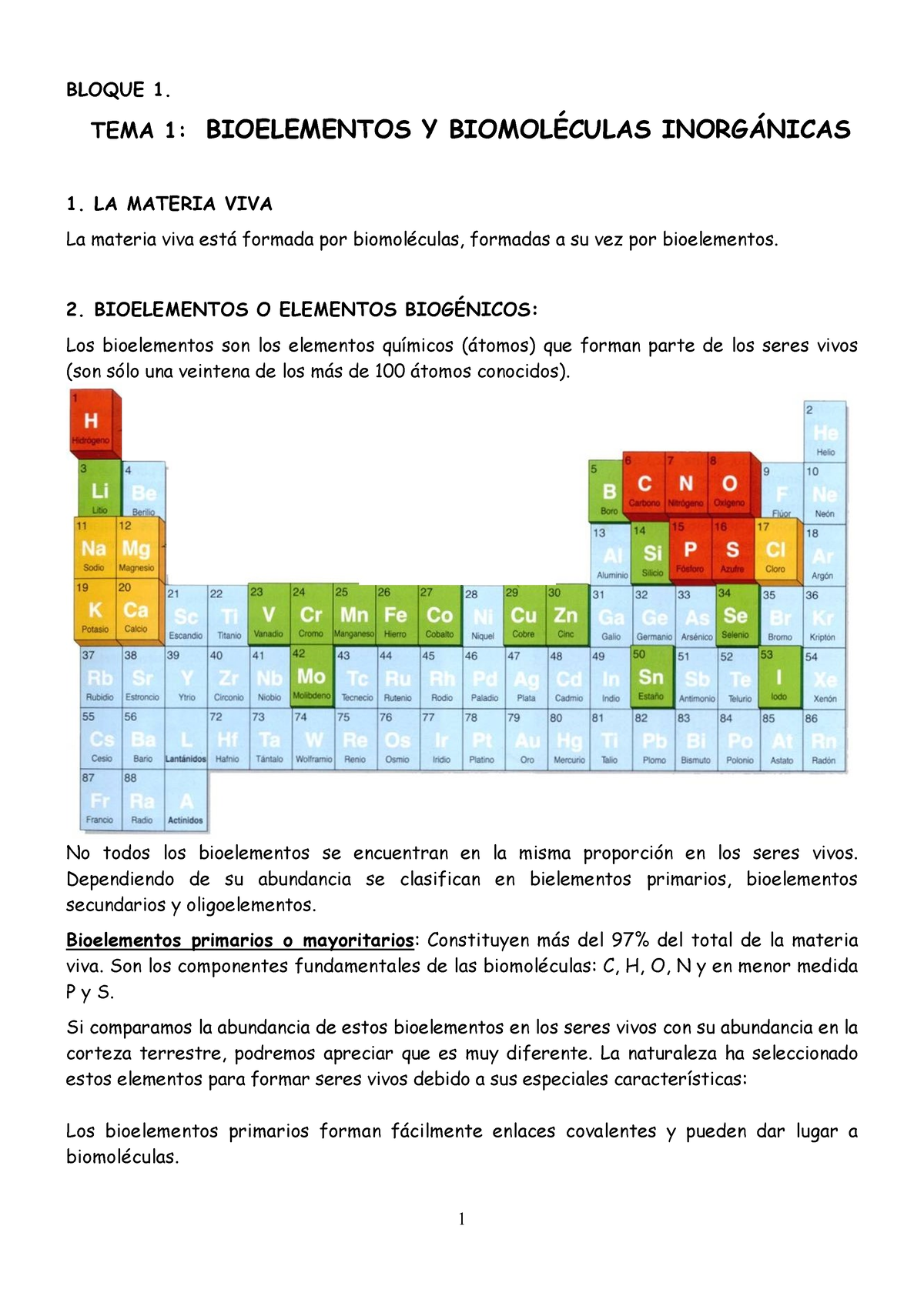 Tema 1 - Bioelementos Y Biomoléculas Inorgánicas - BLOQUE 1. TEMA 1 ...